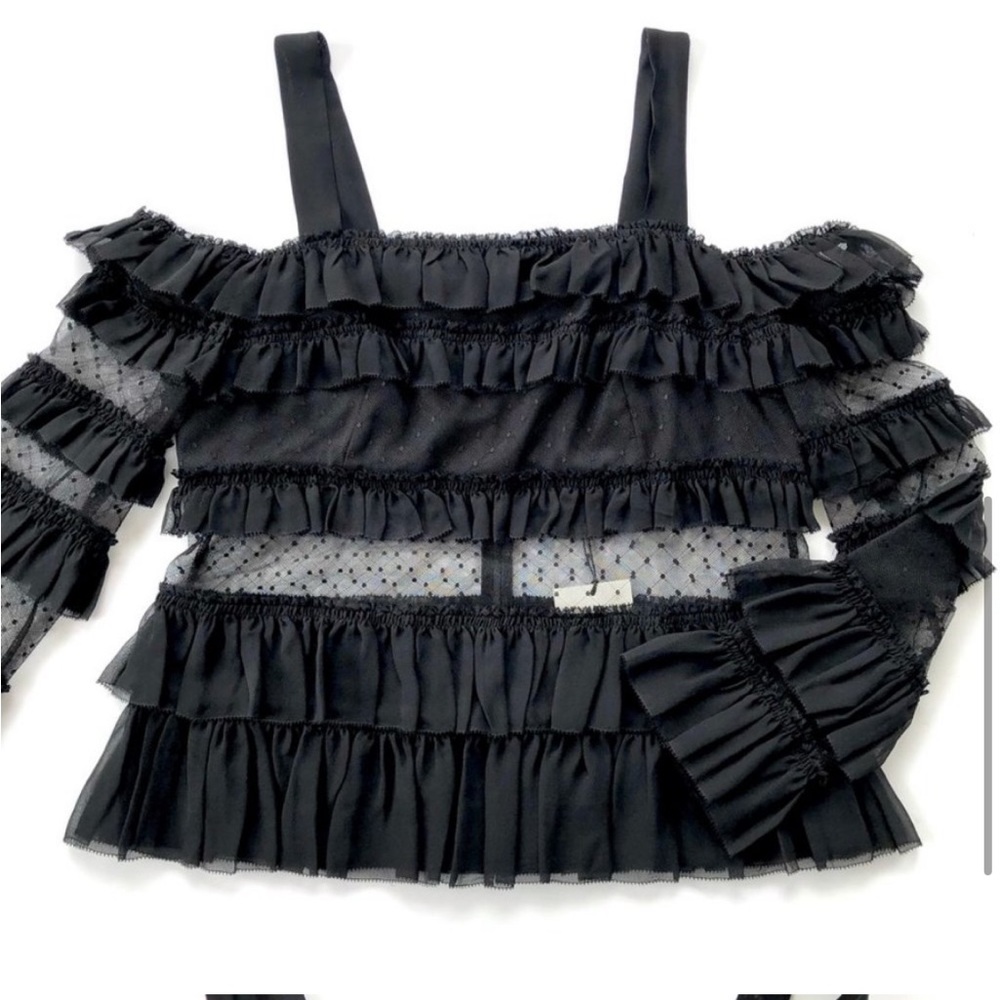 🌙 Alexis Ruffle Top Black NWT - Picture 5 of 8